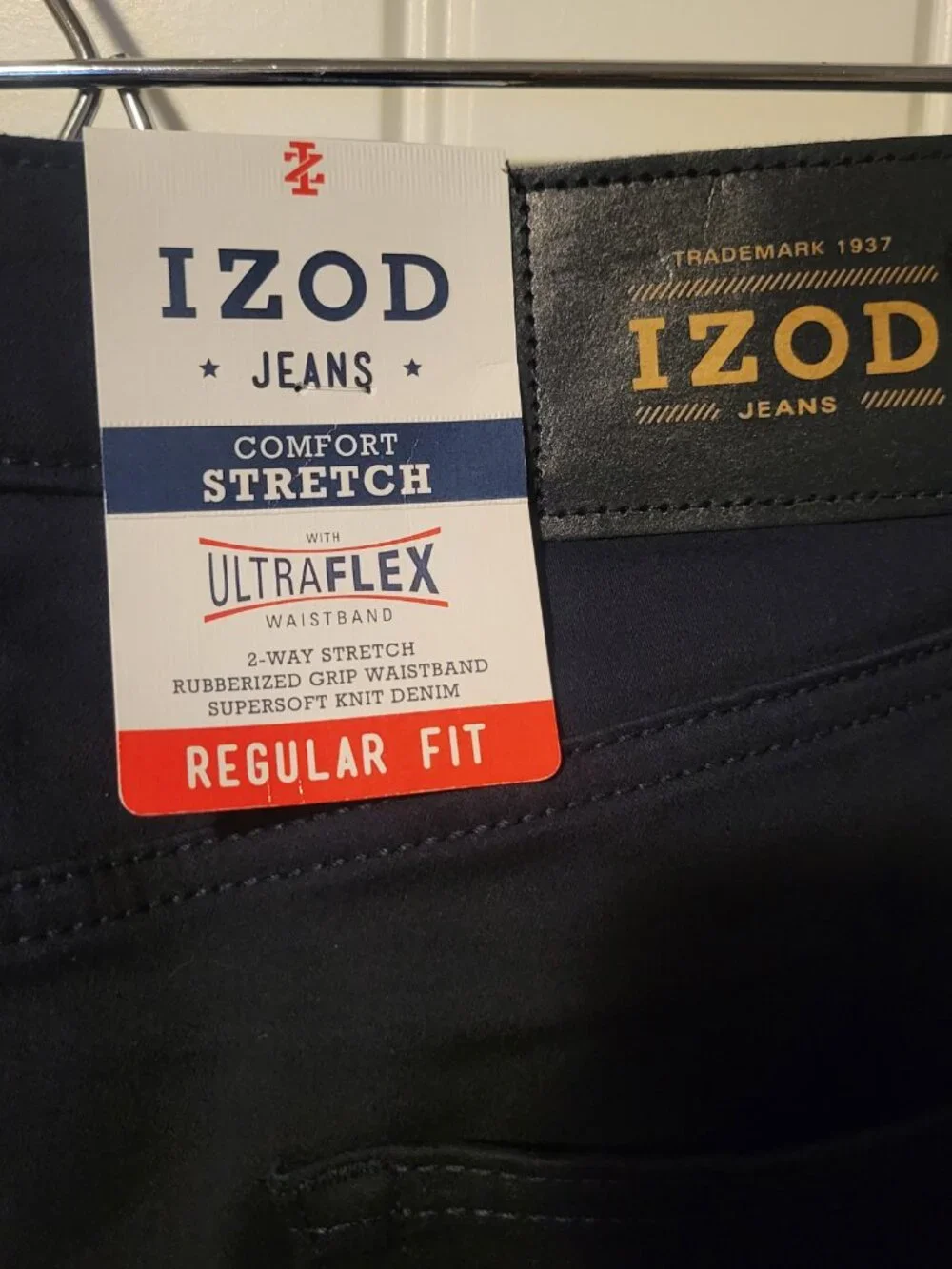 Izod Comfort Stretch Supersoft Knit Jeans Mens 36x29 Blue Soft Touch NEW